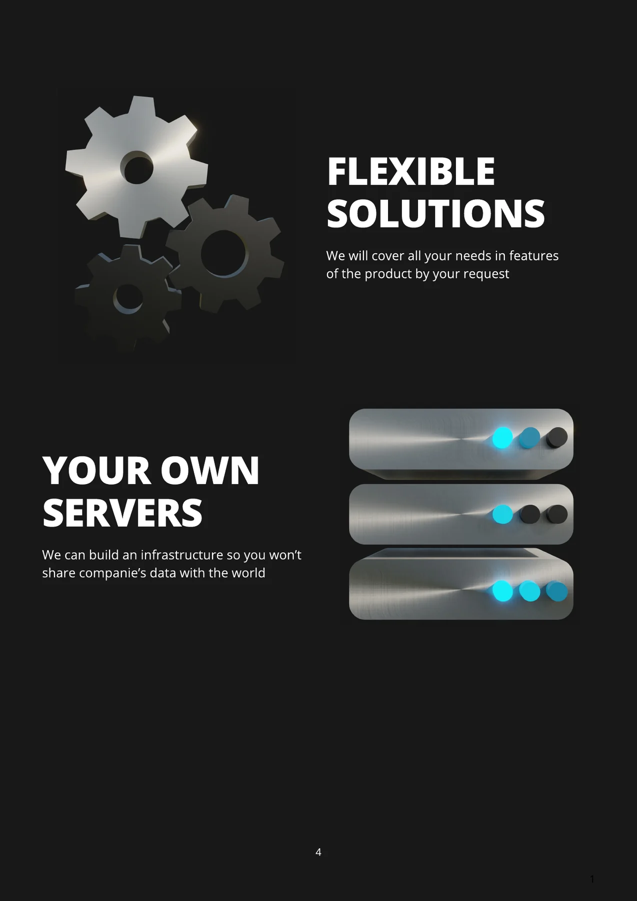Page 4: flexible solutions and your own servers.