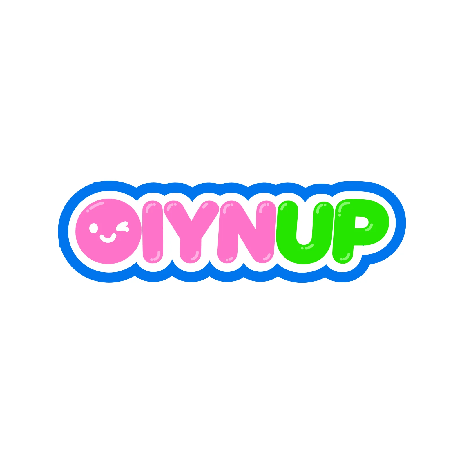 Логотип OIYNUP: округлые буквы и подмигивающая «O».