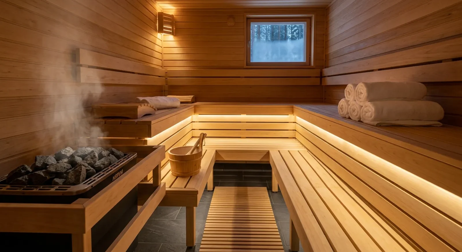 Sauna photography from the hotel’s own collection.